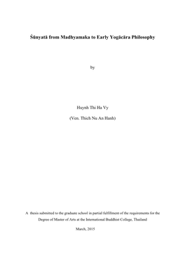 Śūnyatā from Madhyamaka to Early Yogācāra Philosophy