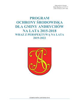 Program Ochrony Środowiska Dla Gminy Andrychów Na Lata 2015-2018 Wraz Z Perspektywą Na Lata