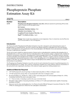 Phosphoprotein Phosphate Estimation Assay