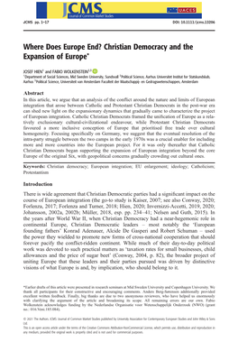 Where Does Europe End? Christian Democracy and the Expansion of Europe*