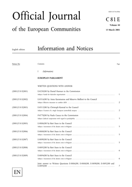 Official Journal C81E Volume 44 of the European Communities 13 March 2001