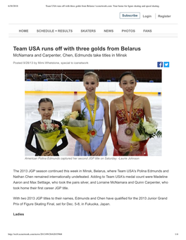 Team USA Runs Off with Three Golds from Belarus | Icenetwork.Com: Your Home for ﬁgure Skating and Speed Skating