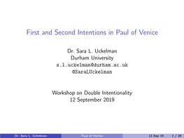 First and Second Intentions in Paul of Venice