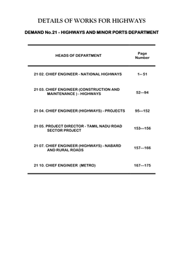 Details of Works for Highways