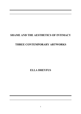 Shame and the Aesthetics of Intimacy Three