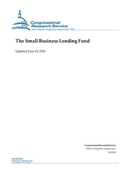 The Small Business Lending Fund