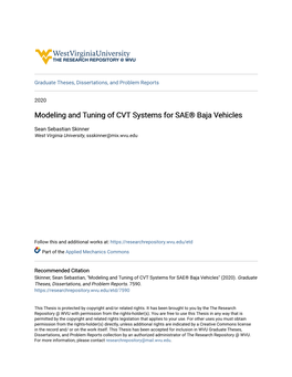 Modeling and Tuning of CVT Systems for SAE® Baja Vehicles