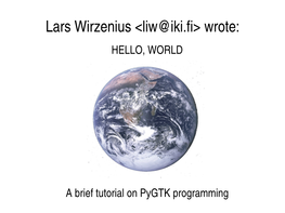 Pygtk Tutorial