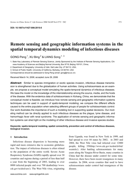Remote Sensing and Geographic Information Systems in the Spatial Temporal Dynamics Modeling of Infectious Diseases