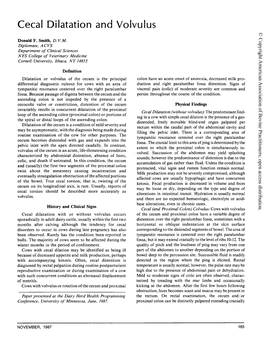 Cecal Dilatation and Volvulus