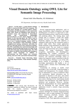 Visual Domain Ontology Using OWL Lite for Semantic Image Processing