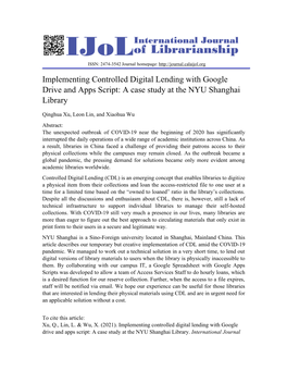 Implementing Controlled Digital Lending with Google Drive and Apps Script: a Case Study at the NYU Shanghai Library