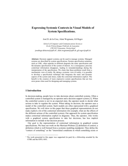 Expressing Systemic Contexts in Visual Models of System Specifications