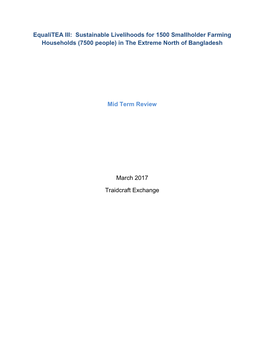 Equalitea III: Sustainable Livelihoods for 1500 Smallholder Farming Households (7500 People) in the Extreme North of Bangladesh