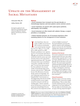 Update on the Management of Sacral Metastases