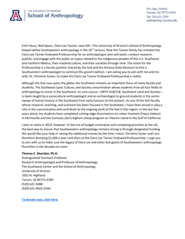 Emil Haury, Ned Spicer, Clara Lee Tanner, Jane Hill—The University of Arizona’S School of Anthropology Helped Define Southwestern Anthropology in the 20Th Century