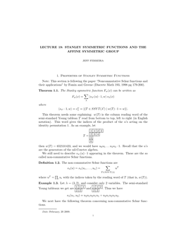 Stanley Symmetric Functions and the Affine Symmetric Group