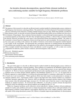 An Iterative Domain Decomposition, Spectral Finite Element Method On