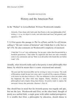 History and the American Poet