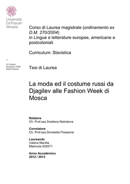 La Moda Ed Il Costume Russi Da Djagilev Alle Fashion Week Di Mosca