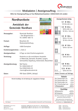 Nordharzbote Mediadaten+Termine 2021.Pdf