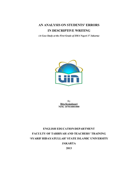 An Analysis on Students' Errors in Descriptive Writing