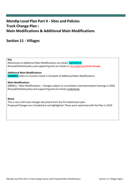 Mendip Local Plan Part II - Sites and Policies Track Change Plan : Main Modifications & Additional Main Modifications