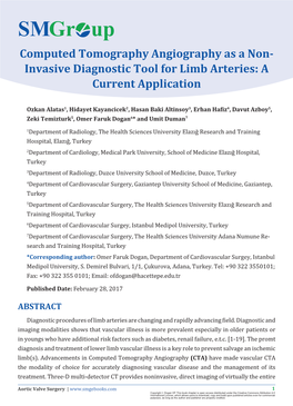 Computed Tomography Angiography As a Non-Invasive Diagnostic Tool