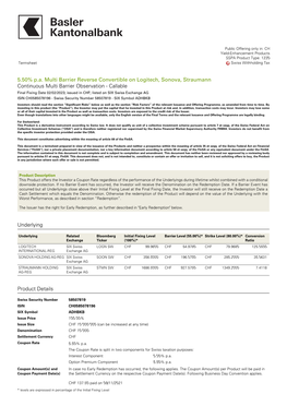 5.50% P.A. Multi Barrier Reverse Convertible on Logitech, Sonova