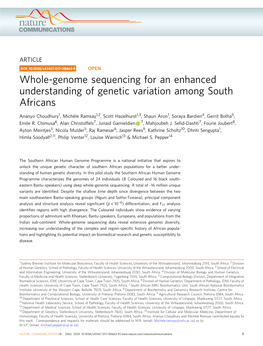 Whole-Genome Sequencing for an Enhanced Understanding of Genetic Variation Among South Africans