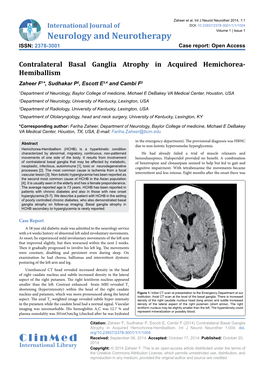 Contralateral Basal Ganglia Atrophy in Acquired Hemichorea-Hemiballism