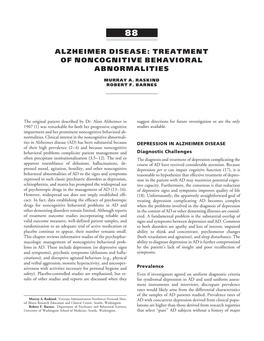 Alzheimer Disease: Treatment of Noncognitive Behavioral Abnormalities