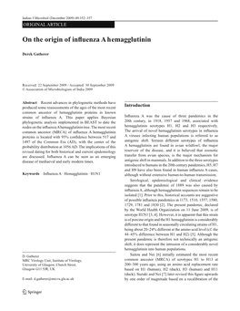 On the Origin of Influenza a Hemagglutinin