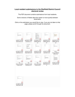 Local Resident Submissions to the Sheffield District Council Electoral Review