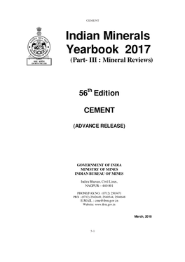 Indian Minerals Yearbook 2017 (Part- III : Mineral Reviews)