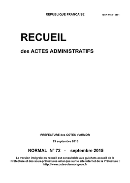 Recueil Normal 72 Du 29 Septembre 2015