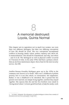 A Memorial Destroyed: Loyola, Quinta Normal