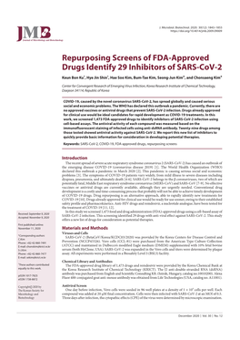 Repurposing Screens of FDA-Approved Drugs Identify 29 Inhibitors of SARS-Cov-2