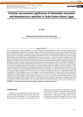 Evolution and Economic Significance of Listwaenites Associated with Neoproterozoic Ophiolites in South Eastern Desert, Egypt