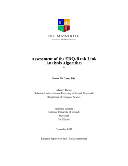 Assessment of the EDQ-Rank Link Analysis Algorithm By