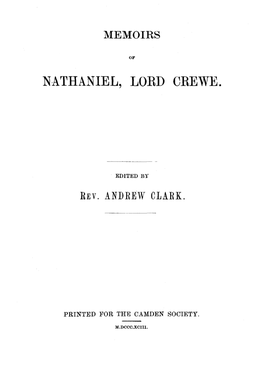 Memoirs of Nathaniel, Lord Crewe