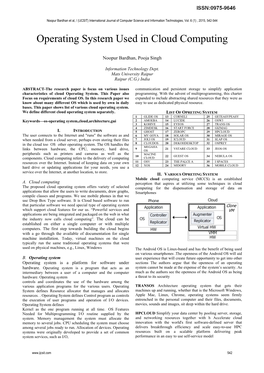 Operating System Used in Cloud Computing