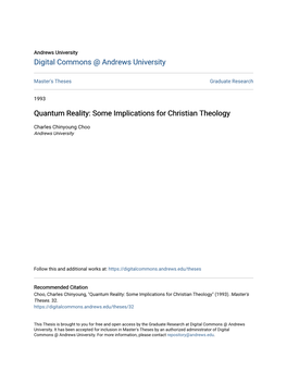 Quantum Reality: Some Implications for Christian Theology