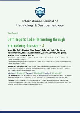 Left Hepatic Lobe Herniating Through Sternotomy Incision - Amer HA