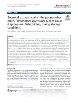 Botanical Extracts Against the Potato Tuber Moth, Phthorimaea Operculella