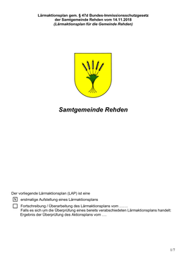 Lärmaktionsplan Der Gemeinde Rehden