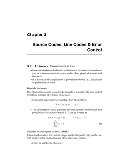 Chapter 3 Source Codes, Line Codes & Error Control
