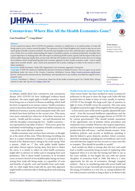 Coronavirus: Where Has All the Health Economics Gone?