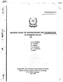 Isotopic Study of Waterlogging and Salinization in Peshwar Valley