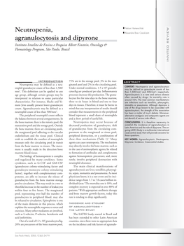 Neutropenia, Agranulocytosis and Dipyrone